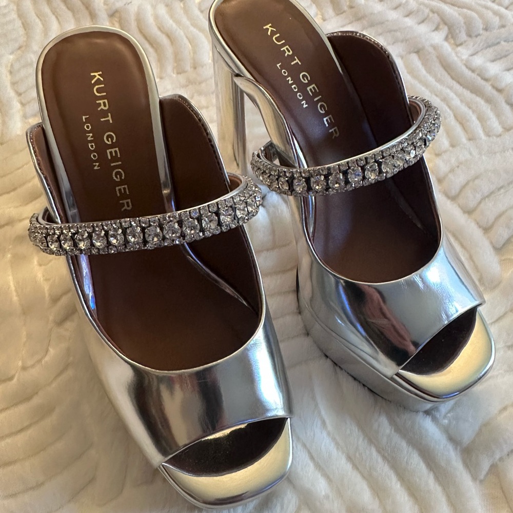 Kurt Geiger Silver Crystal Embellished Heels